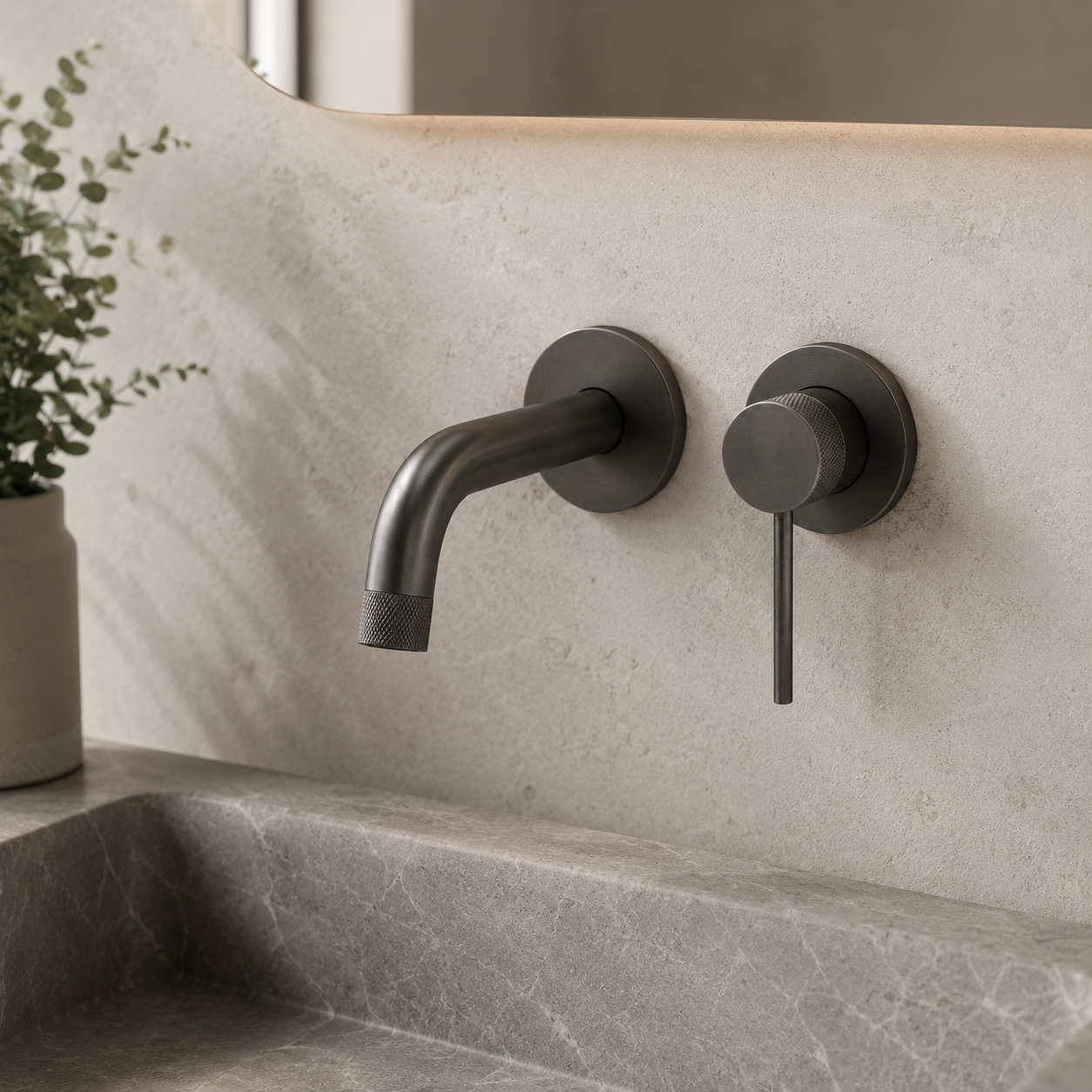 Bateria umywalkowa podtynkowa gun metal mosiężna AquaElegance