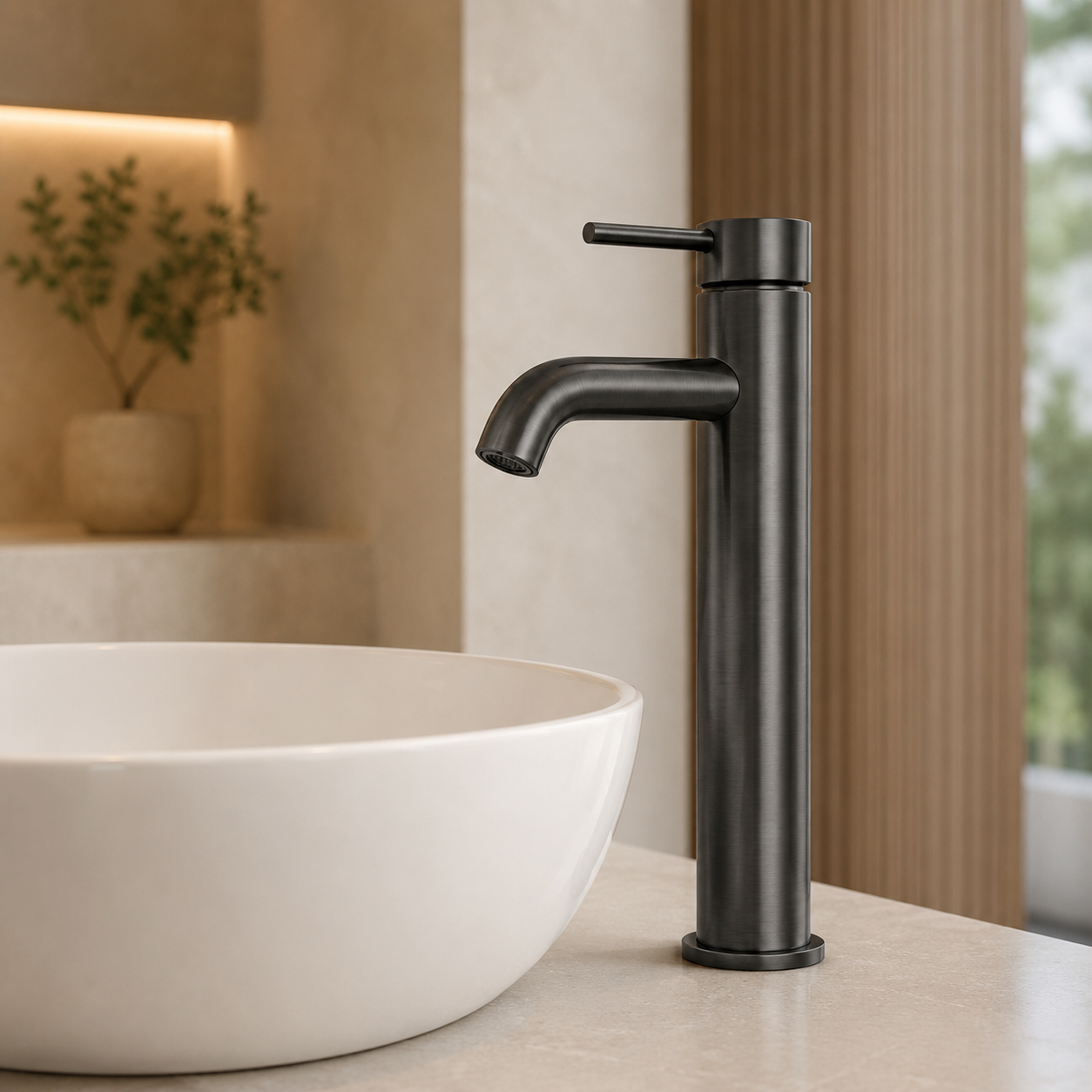 Bateria umywalkowa wysoka gun metal mosiężna AquaElegance