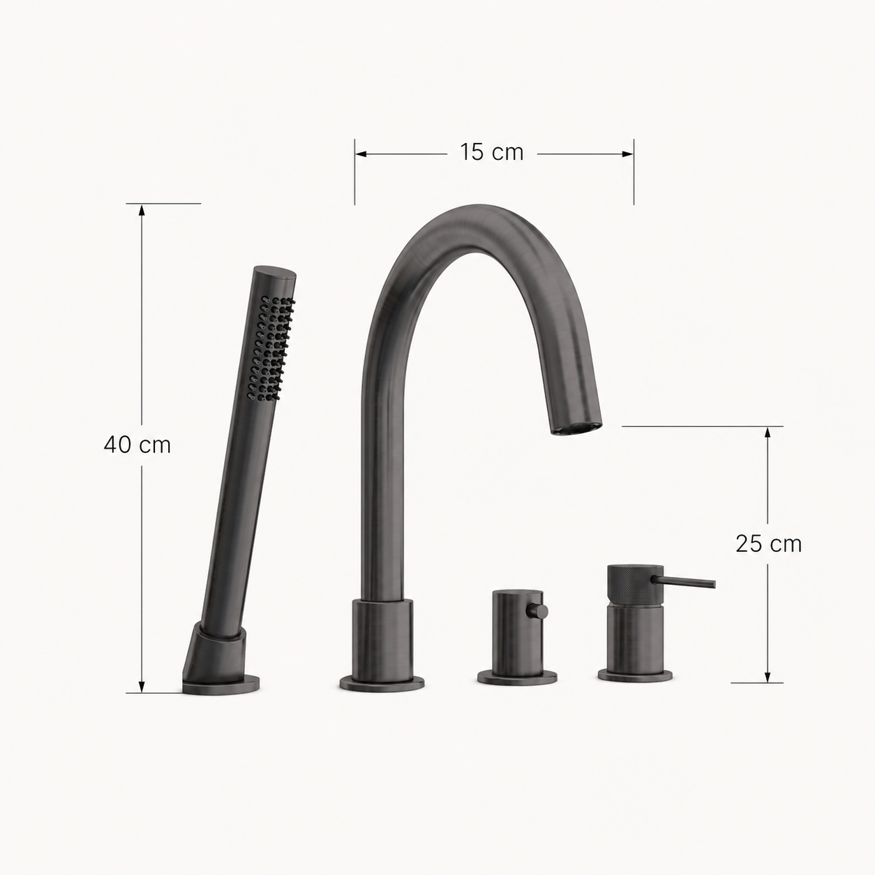 Bateria wannowa 4-otworowa gun metal mosiężna AquaElegance