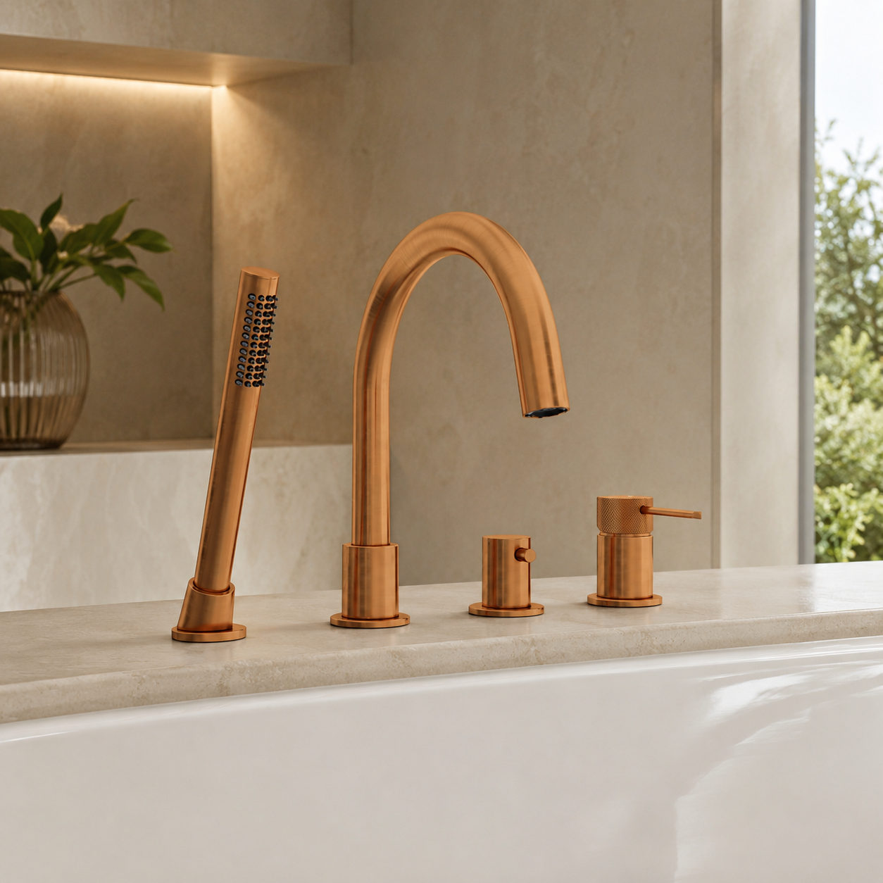 Bateria wannowa 4-otworowa miedziana mosiężna AquaElegance
