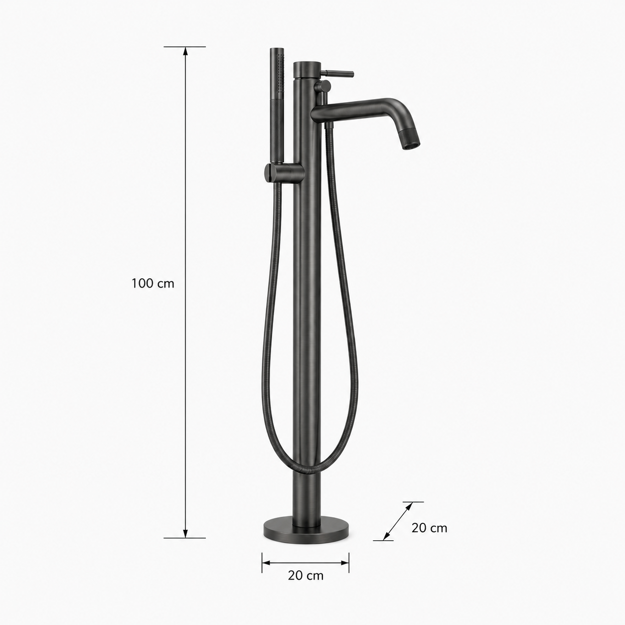 Bateria wannowa wolnostojąca gun metal mosiężna AquaElegance