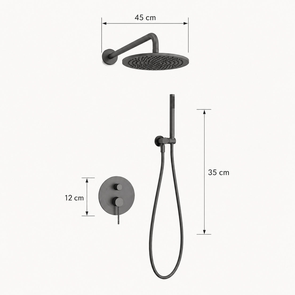 Zestaw prysznicowy podtynkowy gun metal mosiężny AquaElegance